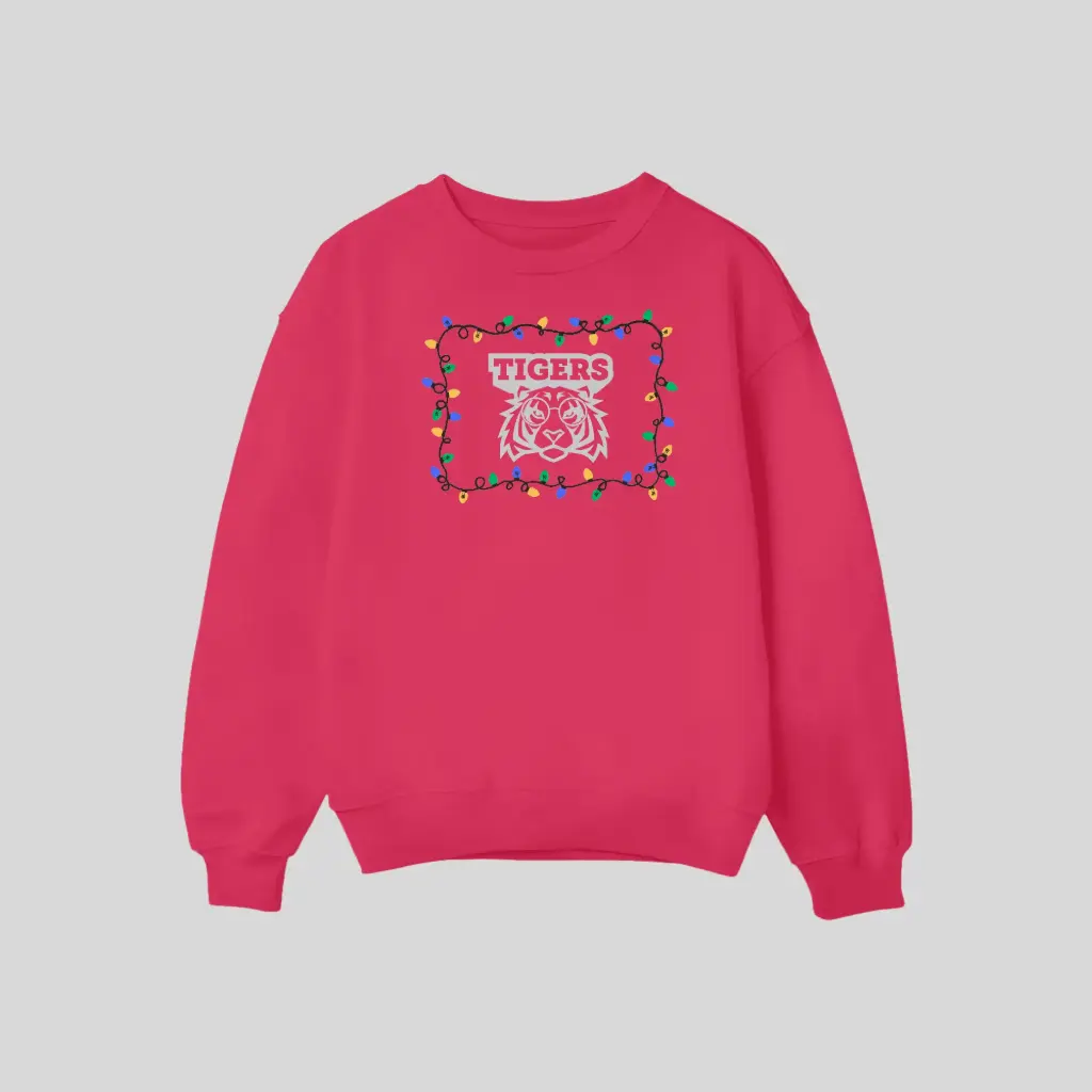 [HTRCNSSLTBAOKC001FGAS] Holidays Theme Roosevelt Crewneck Sweatshirt Lights Tiger Brand Adult or Kids Choice (S, ADULT)