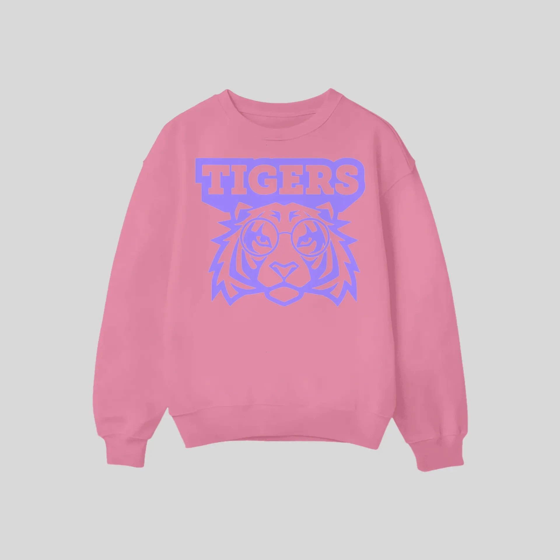 [CPTIPCNSSD001FGAS] Custom Purple Tiger In Pink Crewneck Sweatshirt Design (S, ADULT)