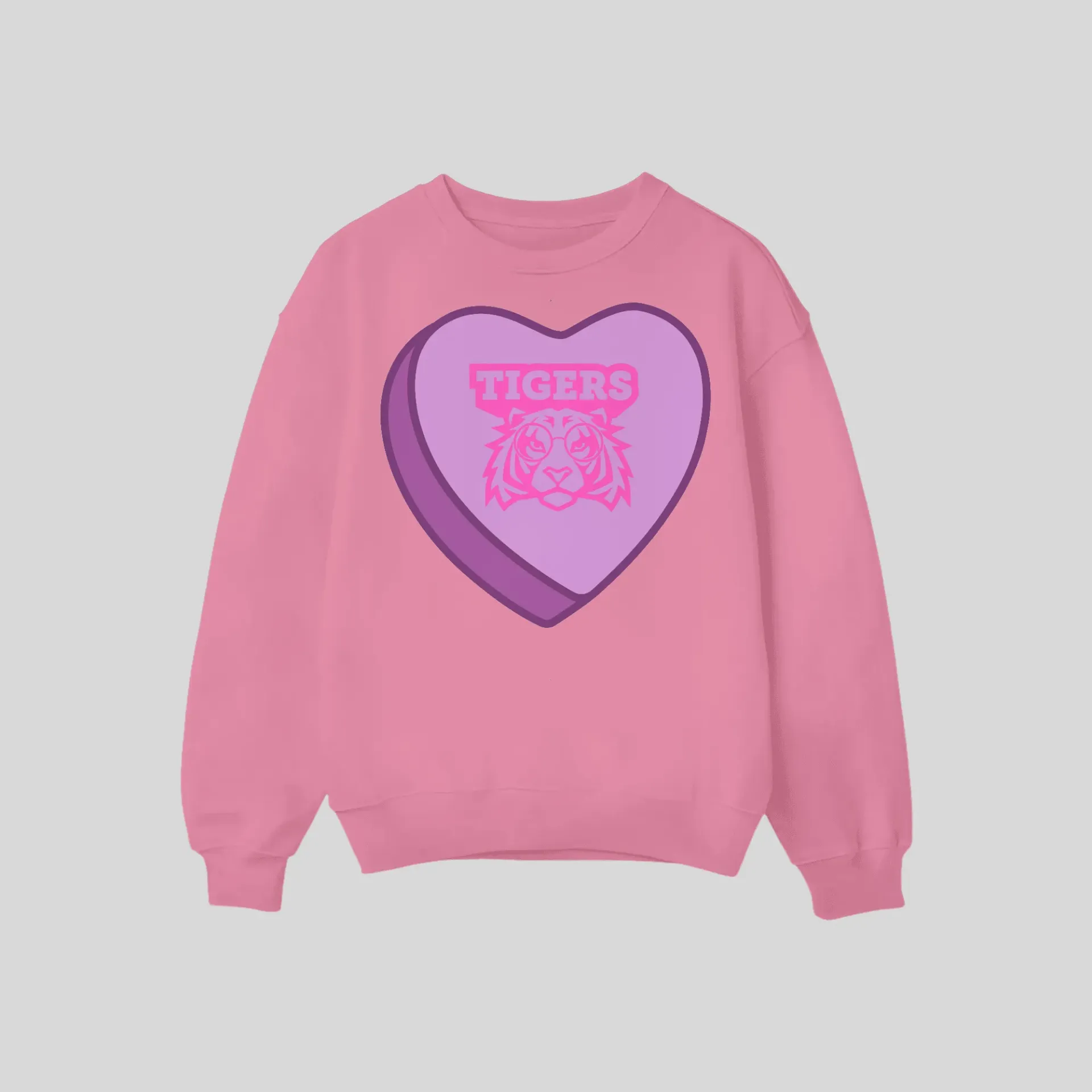 [CTIABCNSSD001FGAS] Custom Tiger In a Heart Box Crewneck Sweatshirt Design (S, ADULT)