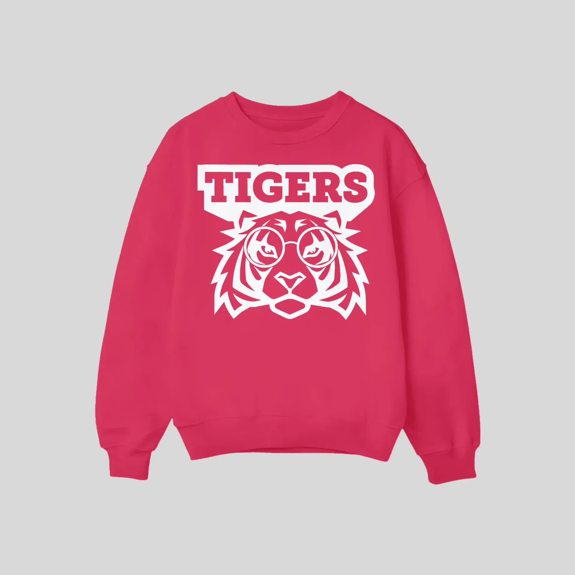 [CVWTIRACNSSD001FGAS] Custom Valentines White Tiger In Red Apparel Crewneck Sweatshirt Design (S, ADULT)