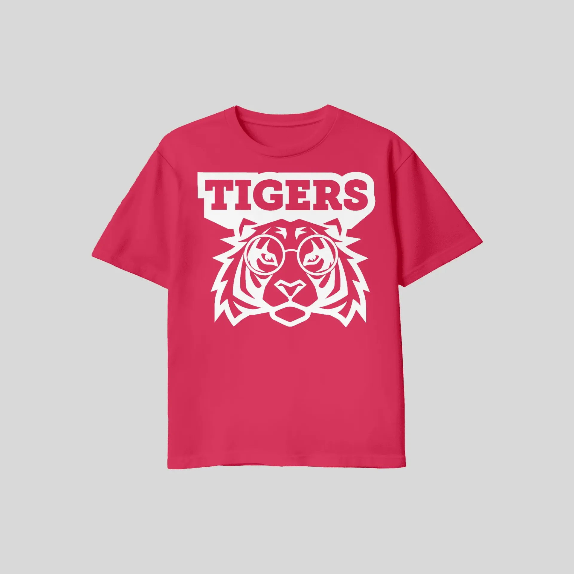[CVWTIRATSD001FGAS] Custom Valentines White Tiger In Red Apparel T Shirt Design (S, ADULT)