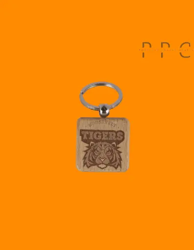 [CRWKCS001FGRS] Custom Roosevelt Wooden Keychain Square